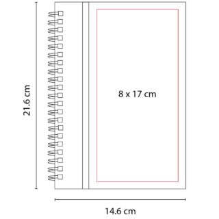 libreta espiral hojas rayas grabado medidas