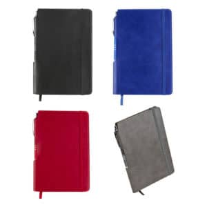libreta hojas rayas boligrafo elastico grabado colores