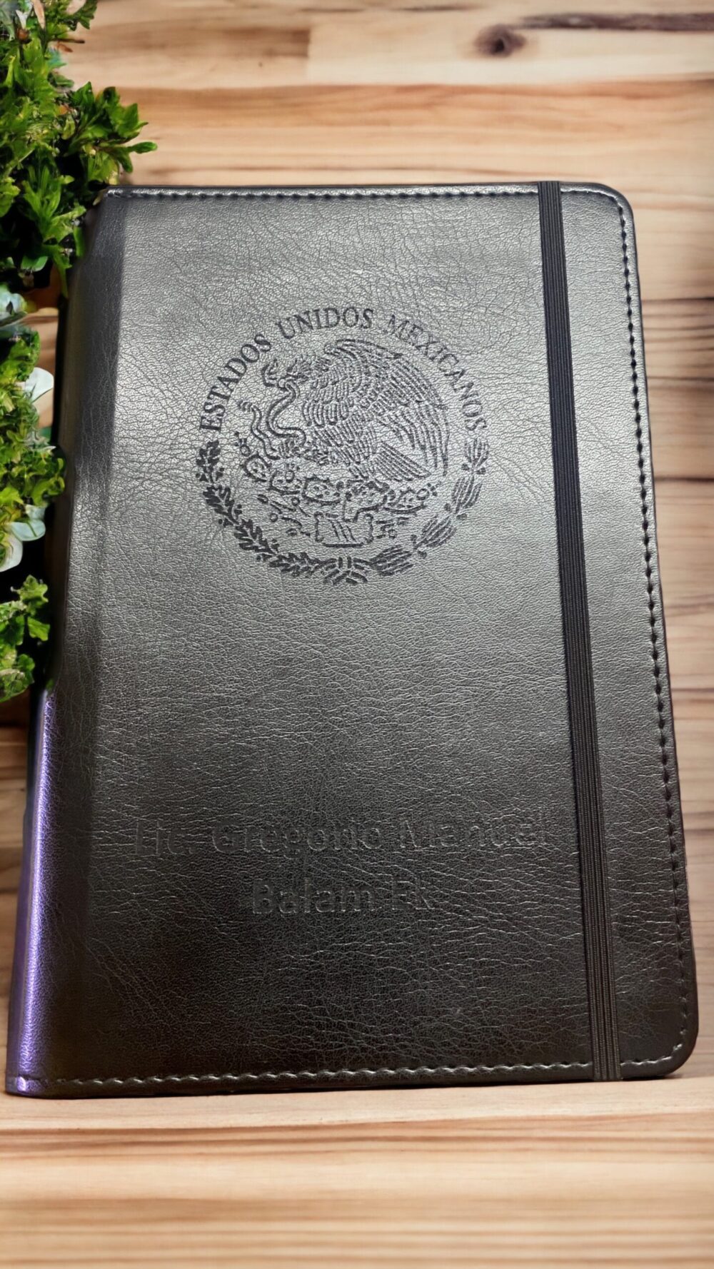 libreta hojas rayas boligrafo elastico grabado laser negro scaled