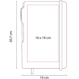 libreta hojas rayas boligrafo elastico grabado medidas