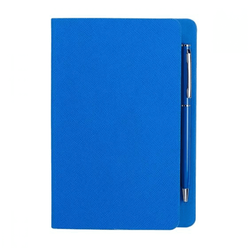 libreta hojas rayas boligrafo grabado azul