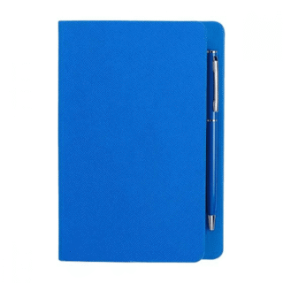libreta hojas rayas boligrafo grabado azul