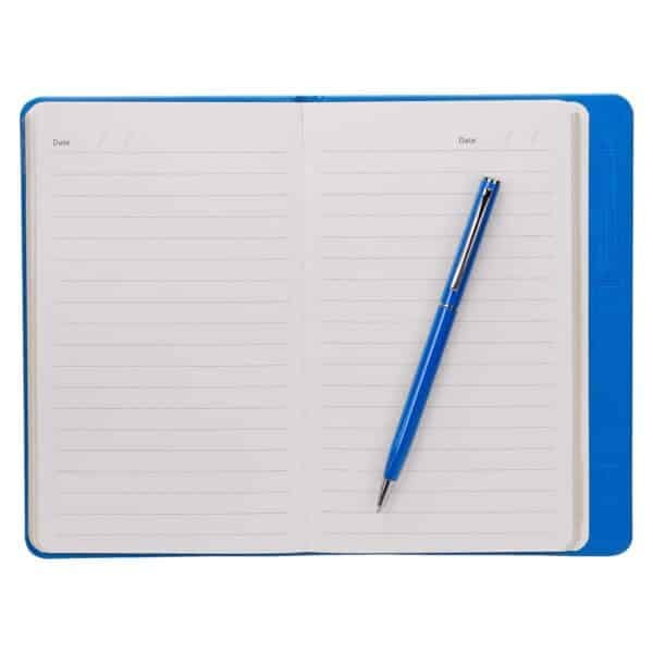 libreta hojas rayas boligrafo grabado laser interior