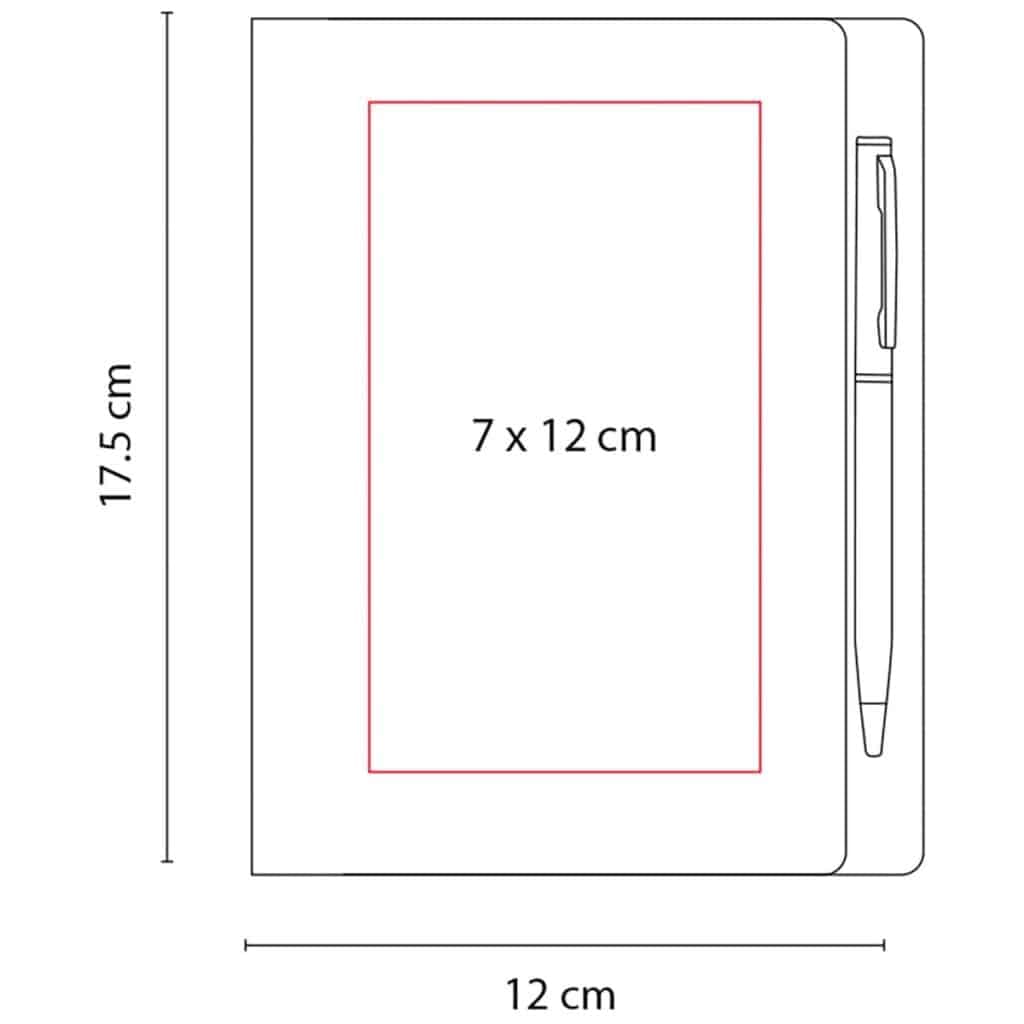 libreta hojas rayas boligrafo grabado laser medidas