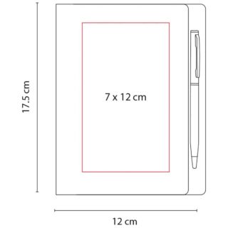 libreta hojas rayas boligrafo grabado laser medidas