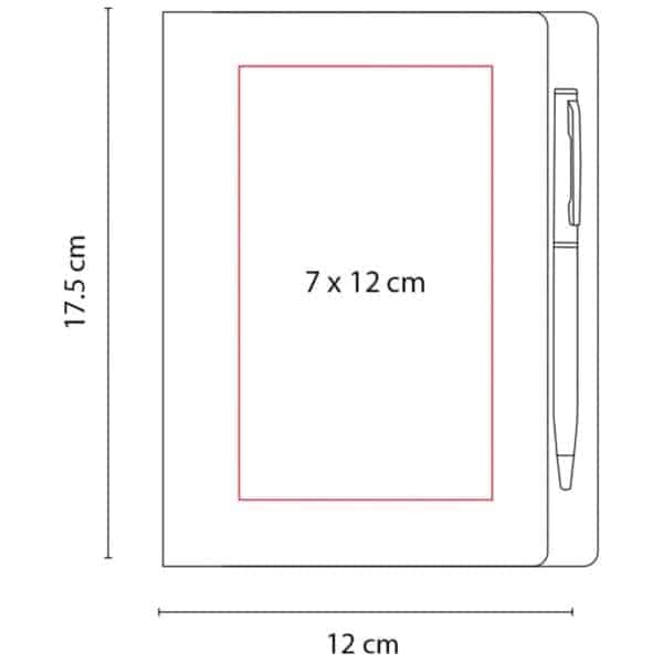libreta hojas rayas boligrafo grabado laser medidas