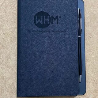 libreta hojas rayas boligrafo grabado laser negro