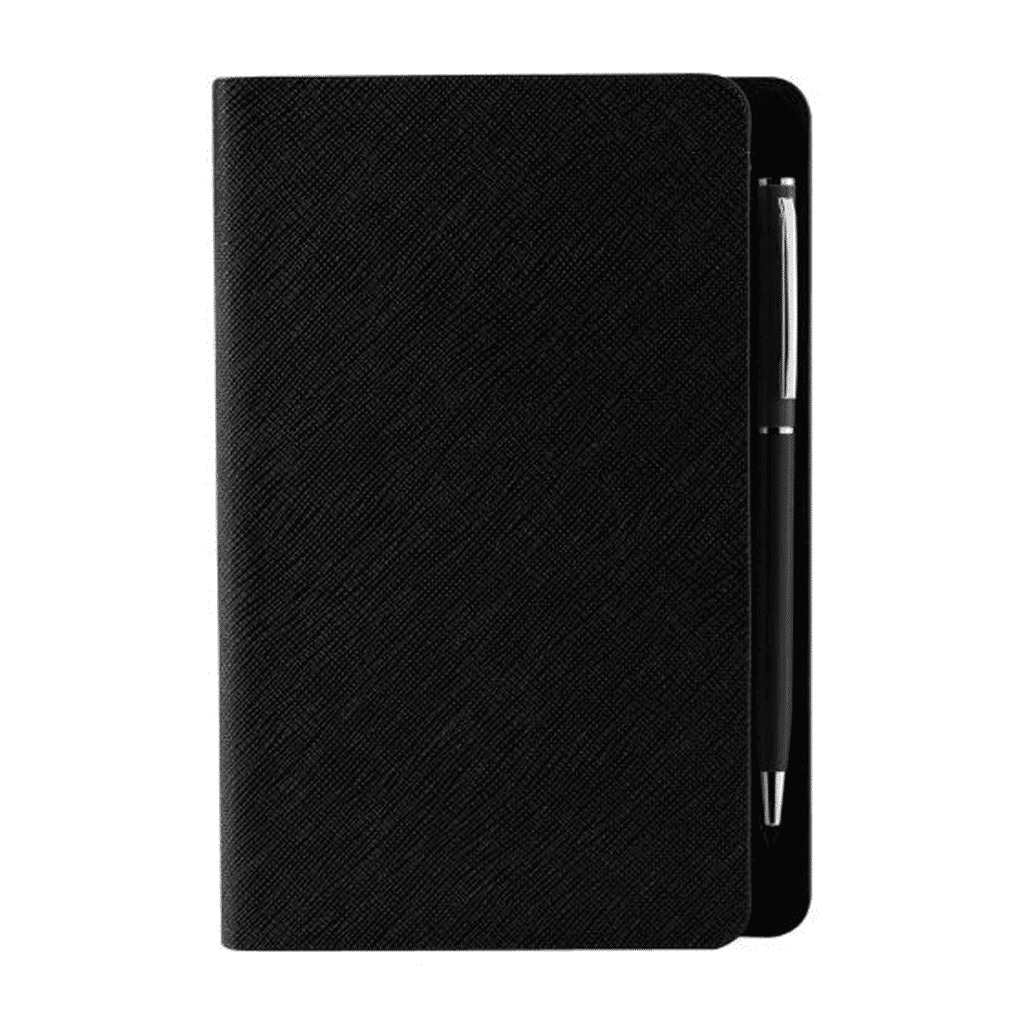 libreta hojas rayas boligrafo grabado negro
