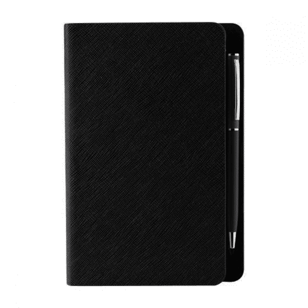 libreta hojas rayas boligrafo grabado negro