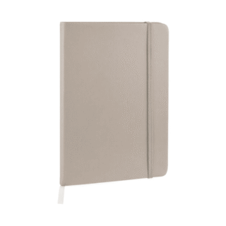 libreta hojas rayas separador elastico grabado gris