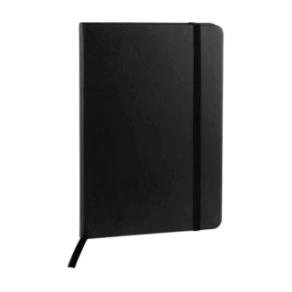 libreta hojas rayas separador elastico grabado negro