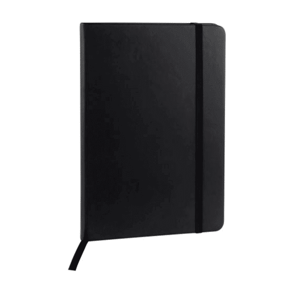libreta hojas rayas separador elastico grabado negro