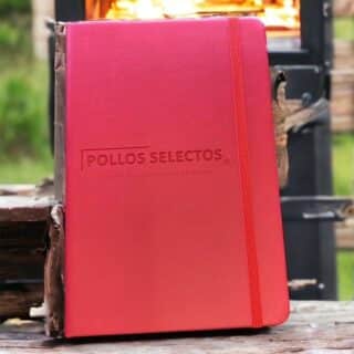 libreta hojas rayas separador elastico grabado rojo