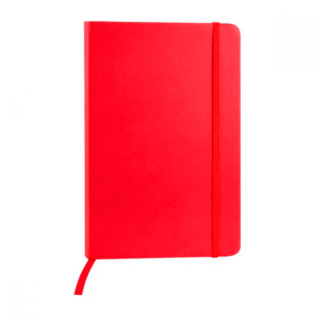 libreta hojas rayas separador elastico grabado rojo