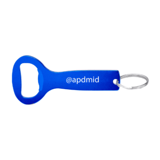 llavero lampung aluminio destapador serigrafia azul logo