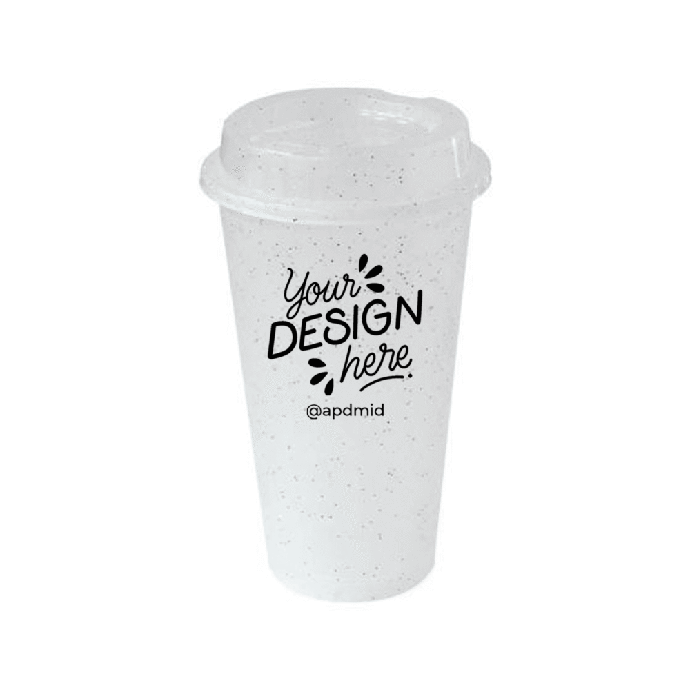 vaso plastico cafetero tapa serigrafia blanco fiesta logo