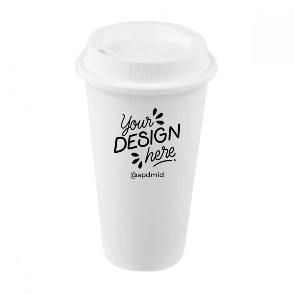vaso plastico cafetero tapa serigrafia blanco logo