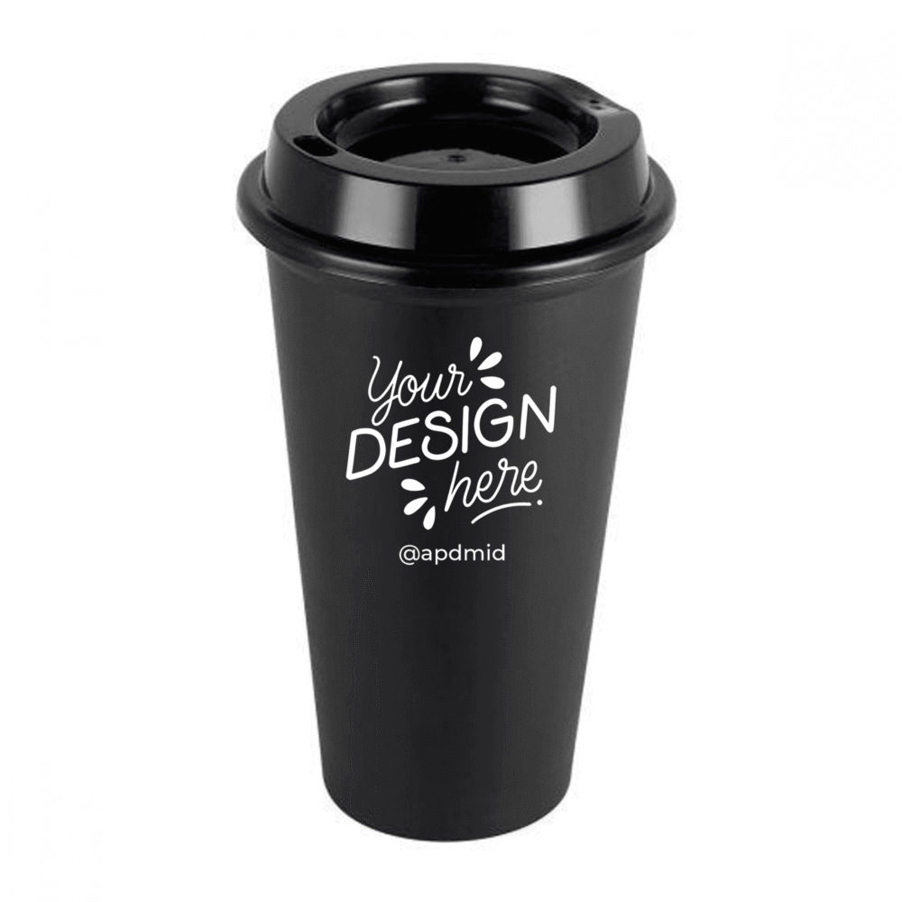 vaso plastico cafetero tapa serigrafia negro logo