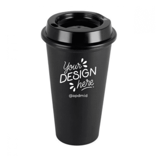 vaso plastico cafetero tapa serigrafia negro logo
