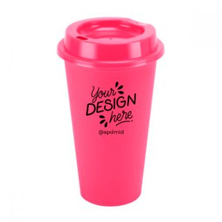 vaso plastico cafetero tapa serigrafia rosa logo