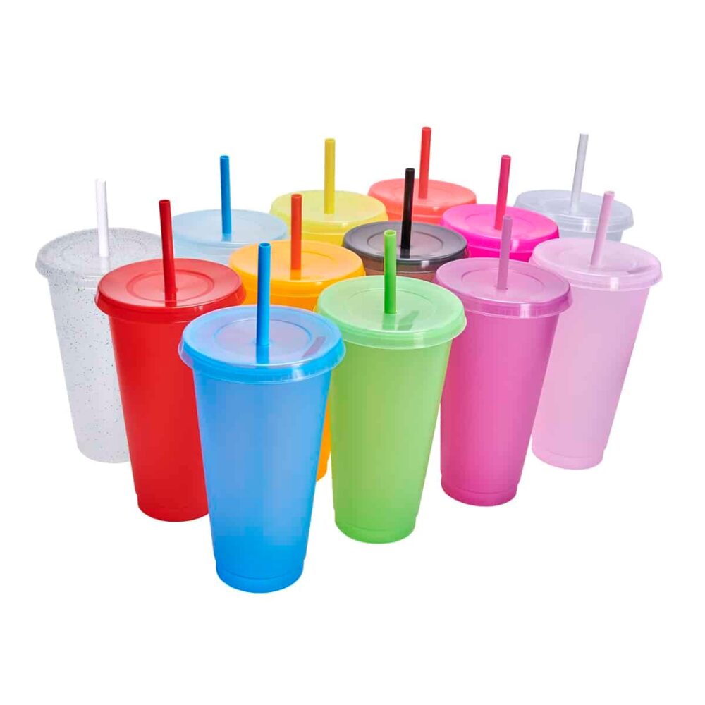 vaso plastico colores tapa push popote serigrafia