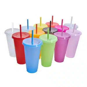 vaso plastico colores tapa push popote serigrafia