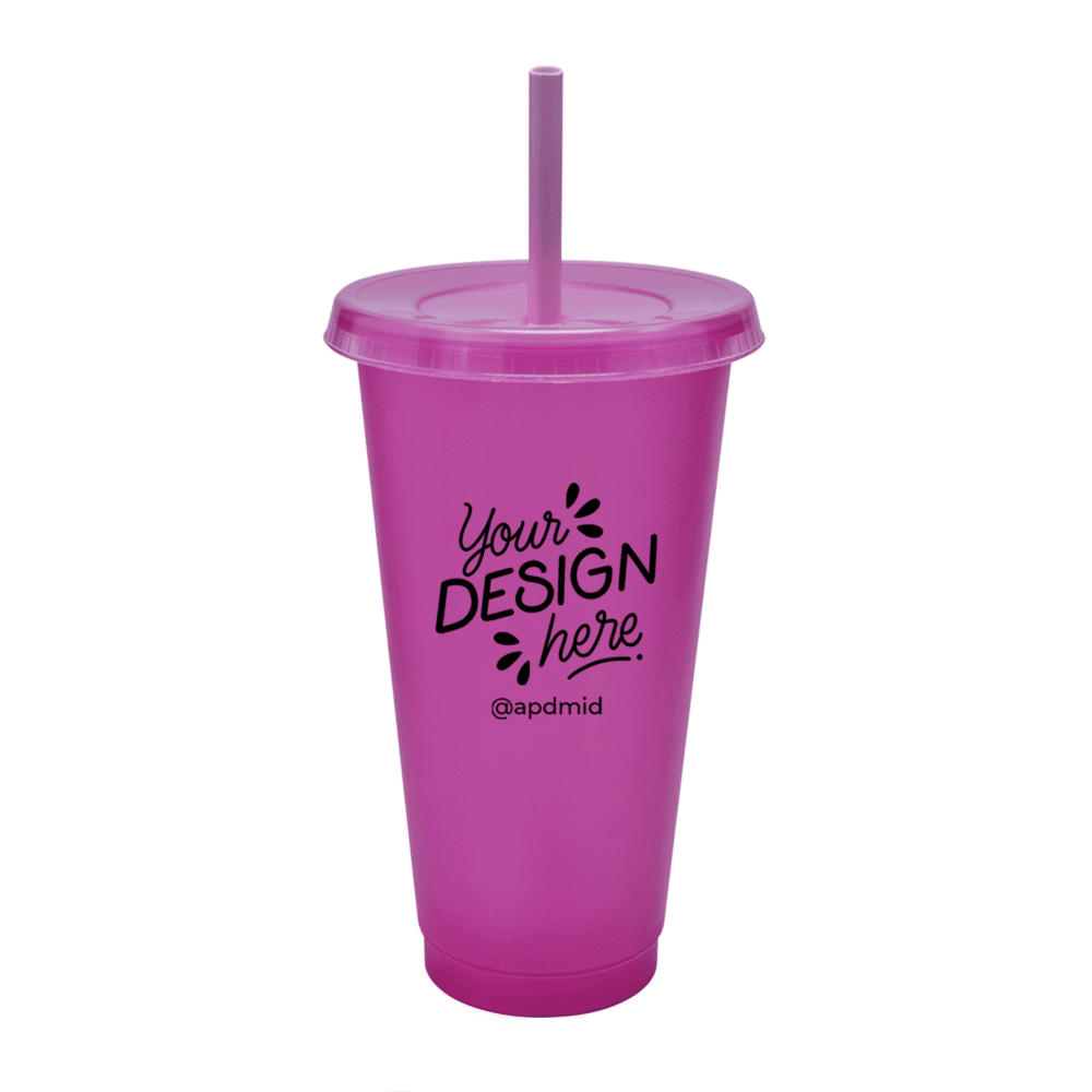 vaso plastico tapa popote serigrafia morado logo