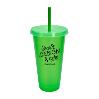 vaso plastico tapa popote serigrafia verde logo
