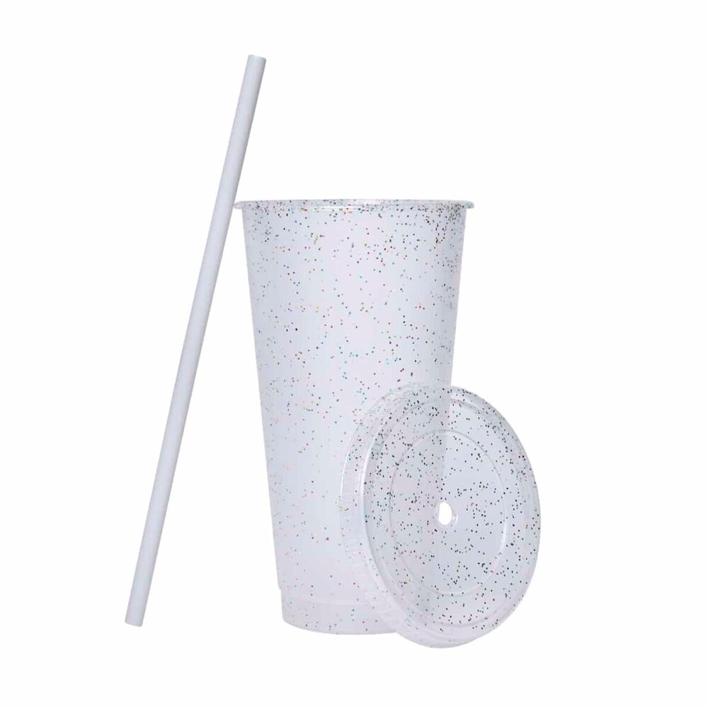 vaso plastico tapa push popote serigrafia blanco fiesta