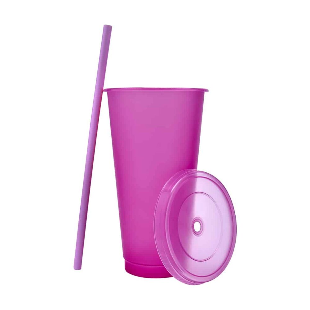 vaso plastico tapa push popote serigrafia morado