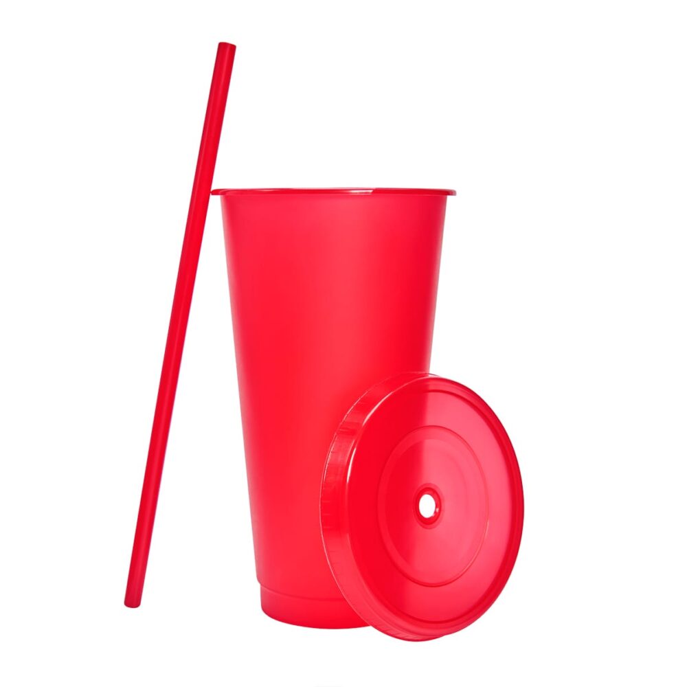 vaso plastico tapa push popote serigrafia rojo