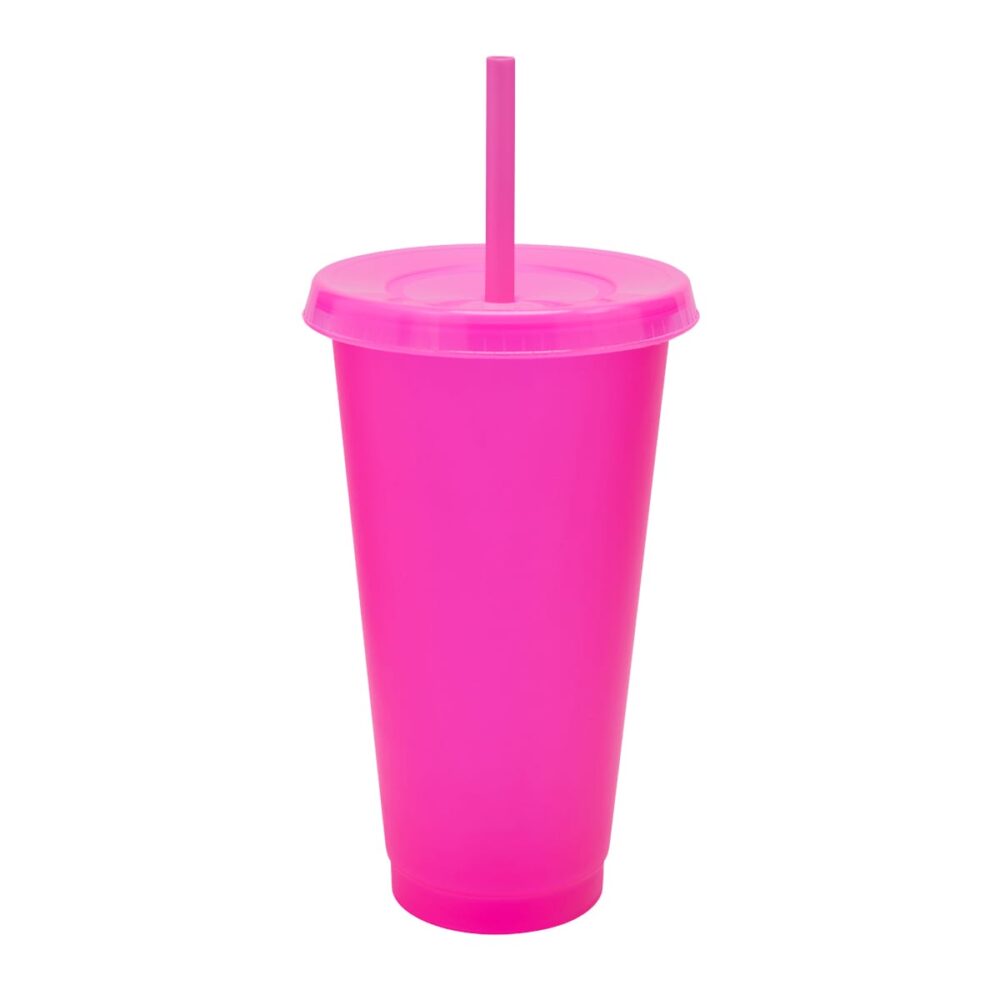 vaso plastico tapa push popote serigrafia rosa neon1