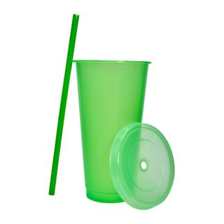 vaso plastico tapa push popote serigrafia verde