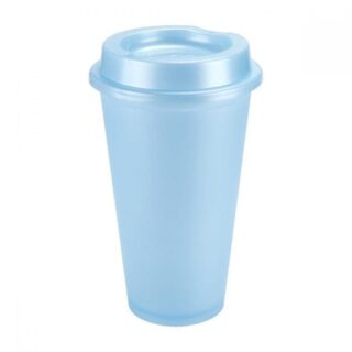 vaso tirich plastico cafetero tapa serigrafia azul pastel