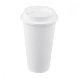 vaso tirich plastico cafetero tapa serigrafia blanco