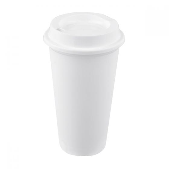 vaso tirich plastico cafetero tapa serigrafia blanco