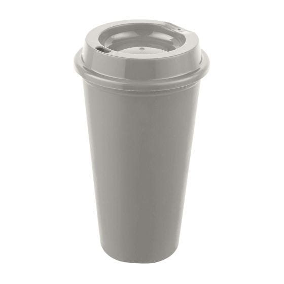 vaso tirich plastico cafetero tapa serigrafia gris