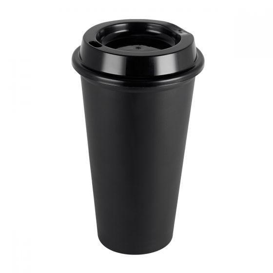 vaso tirich plastico cafetero tapa serigrafia negro
