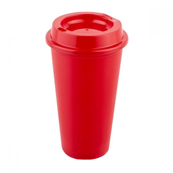 vaso tirich plastico cafetero tapa serigrafia rojo