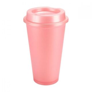 vaso tirich plastico cafetero tapa serigrafia rosa pastel