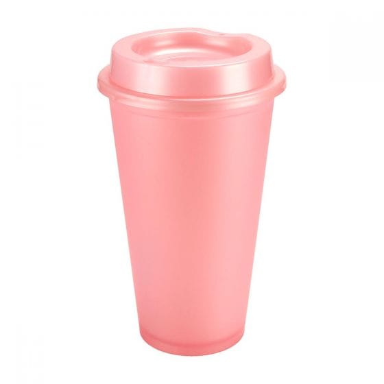 vaso tirich plastico cafetero tapa serigrafia rosa pastel