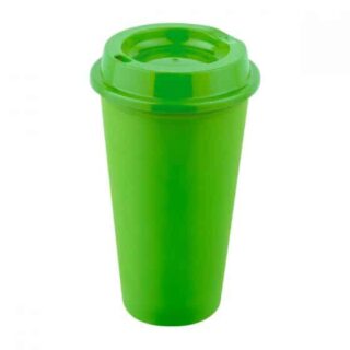 vaso tirich plastico cafetero tapa serigrafia verde