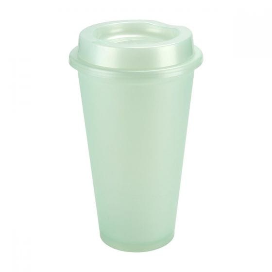 vaso tirich plastico cafetero tapa serigrafia verde patel