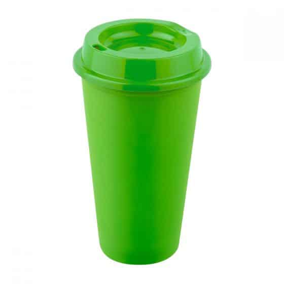 vaso tirich plastico cafetero tapa serigrafia verde