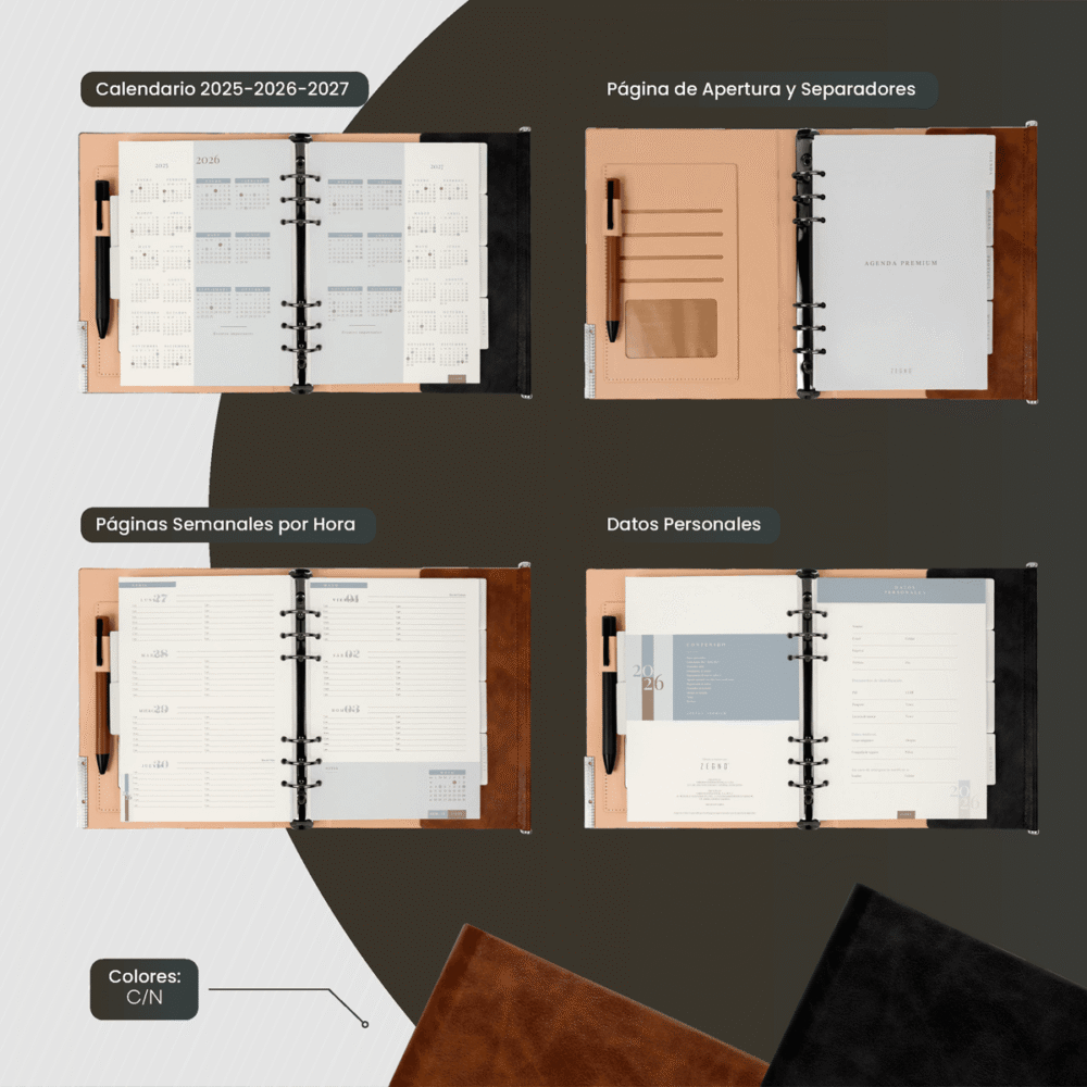 agenda semanal premium 2026 interior