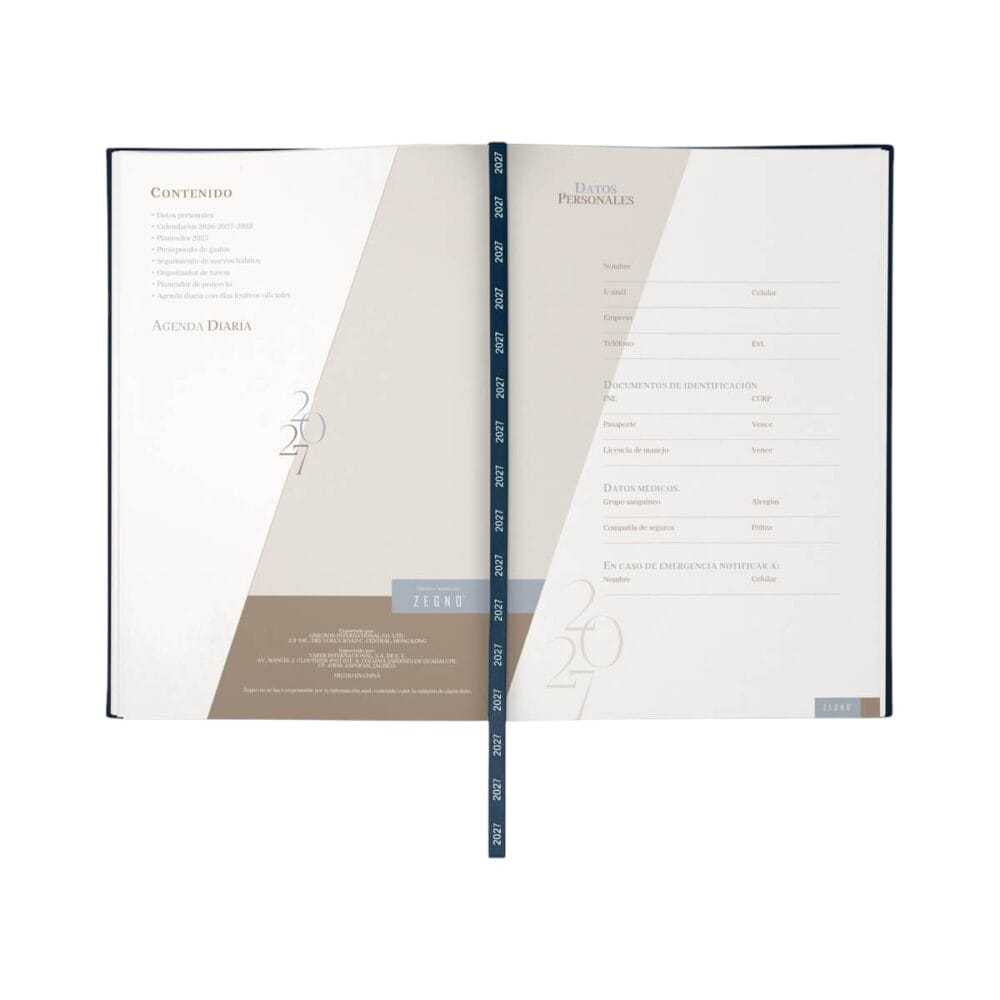 agenda diaria clasica contenido
