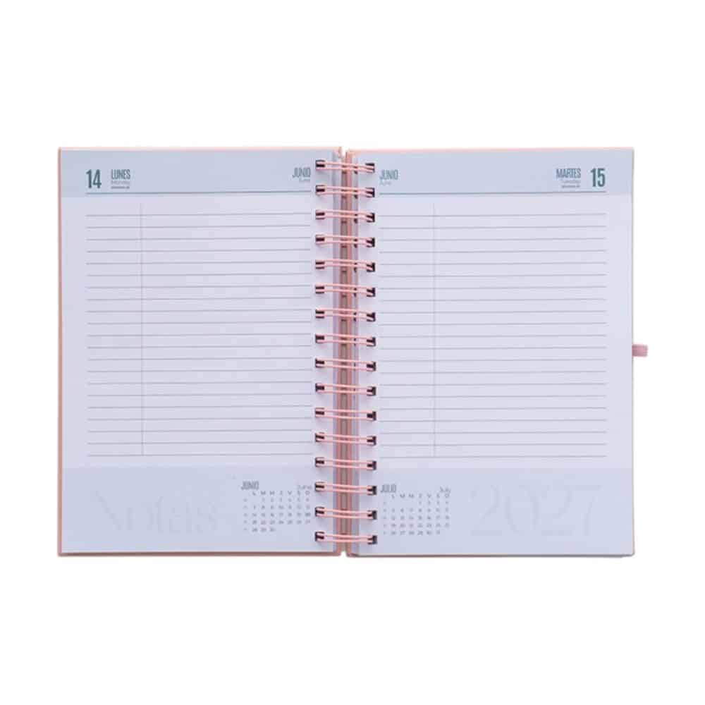 agenda diaria con arillo granada interior