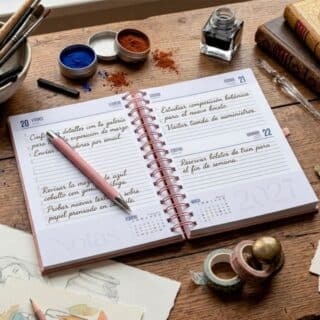 agenda diaria con arillo granada promocional