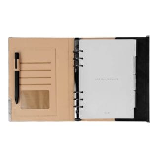 agenda semanal premium negro con boligrafo