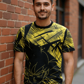 playera sublimada anime guerrero amarillo individual